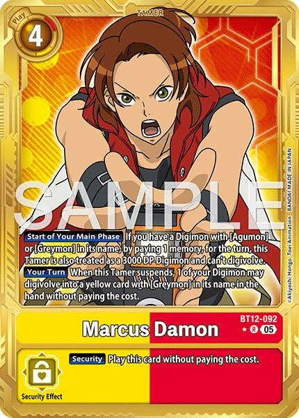 Image for Marcus Damon - BT12-092 (Gold Border) (BT12-092 R) (Advanced Booster Digimon Generation) - Digimon Card Game