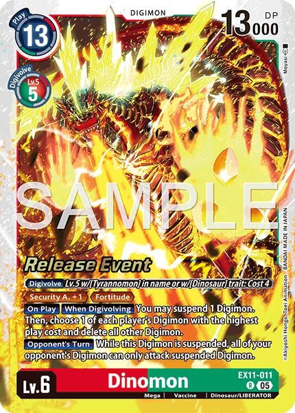 Image for Dinomon (EX11-011 R) (Dawn of Liberator Release Event Cards) (EX-11_PR) - Digimon Card Game
