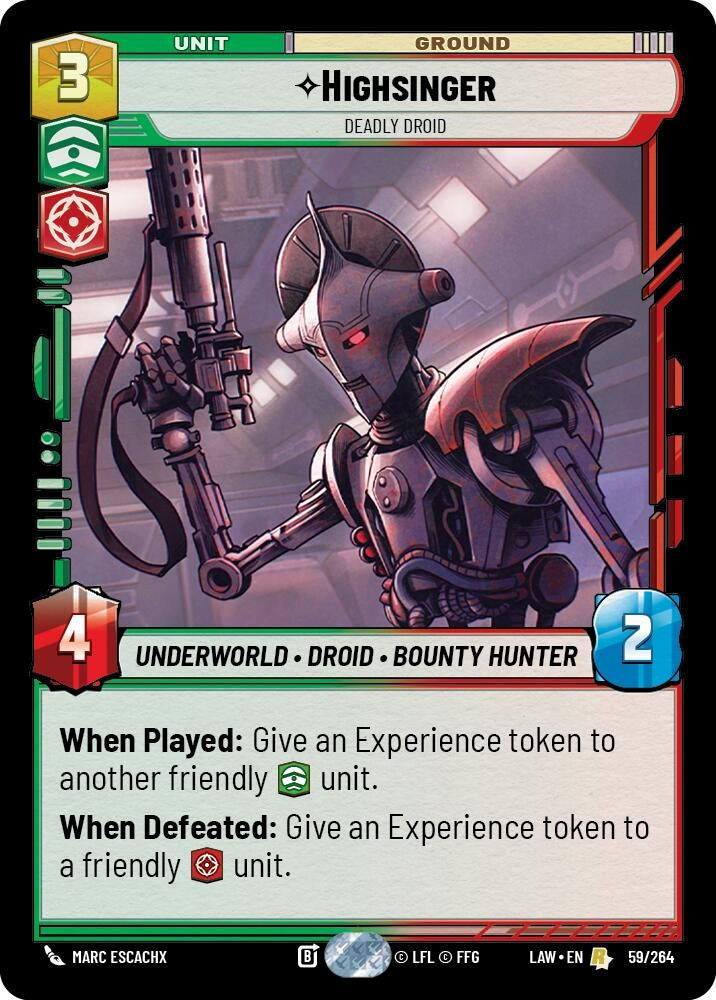 Image for Highsinger - Deadly Droid (59/264) (A Lawless Time) - Star Wars: Unlimited