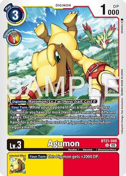 Image for Agumon - BT21-040 (Reprint) (BT21-040 U) (Advanced Booster Digimon Generation) (AD-01) - Digimon Card Game
