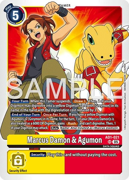 Image for Marcus Damon & Agumon (AD1-021 SR) (Advanced Booster Digimon Generation) (AD-01) - Digimon Card Game