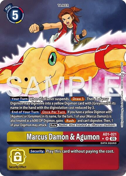 Image for Marcus Damon & Agumon (Alternate Art) (AD1-021 SR) (Advanced Booster Digimon Generation) (AD-01) - Digimon Card Game