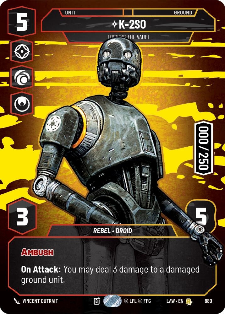 Image for K-2S0 - Locking the Vault (Serialized) (880) (A Lawless Time) - Star Wars: Unlimited
