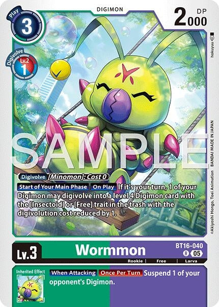 Image for Wormmon - BT16-040 (Reprint) (BT16-040 R) (Advanced Booster Digimon Generation) (AD-01) - Digimon Card Game