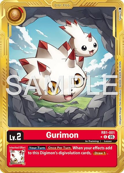 Image for Gurimon (Gold Border) (RB1-001 C) (Advanced Booster Digimon Generation) - Digimon Card Game