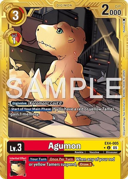 Image for Agumon - EX4-005 (Gold Border) (EX4-005 U) (Advanced Booster Digimon Generation) (AD-01) - Digimon Card Game