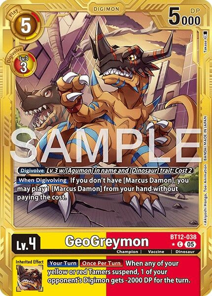 Image for GeoGreymon - BT12-038 (Gold Border) (BT12-038 C) (Advanced Booster Digimon Generation) (AD-01) - Digimon Card Game