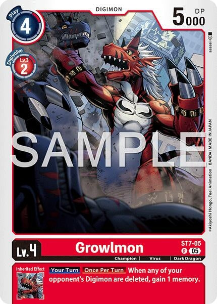 Image for Growlmon - ST7-05 (Reprint) (ST7-05 R) (Advanced Booster Digimon Generation) (AD-01) - Digimon Card Game