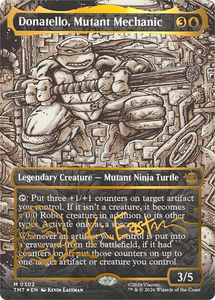 Image for Donatello, Mutant Mechanic (Borderless) (Gold-Stamped Signature) (302) (Teenage Mutant Ninja Turtles) - Magic: The Gathering