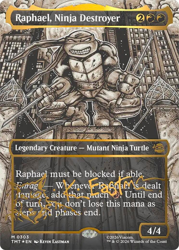 Image for Raphael, Ninja Destroyer (Borderless) (Gold-Stamped Signature) (303) (Teenage Mutant Ninja Turtles) - Magic: The Gathering