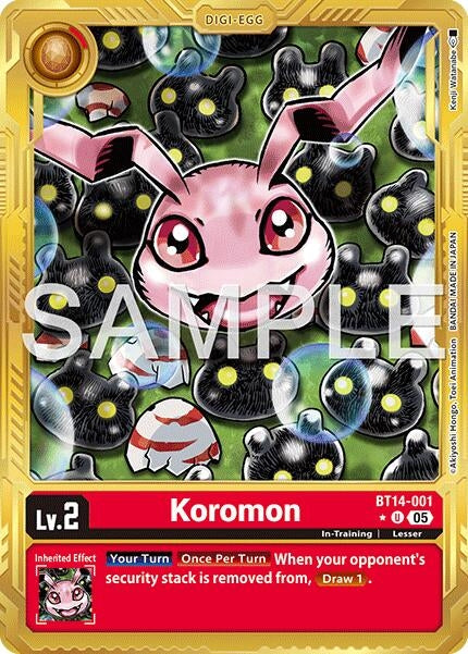Image for Koromon - BT14-001 (Gold Border) (BT14-001 U) (Advanced Booster Digimon Generation) - Digimon Card Game