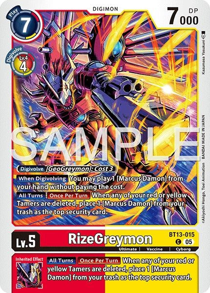 Image for RizeGreymon - BT13-015 (Reprint) (BT13-015 C) (Advanced Booster Digimon Generation) - Digimon Card Game