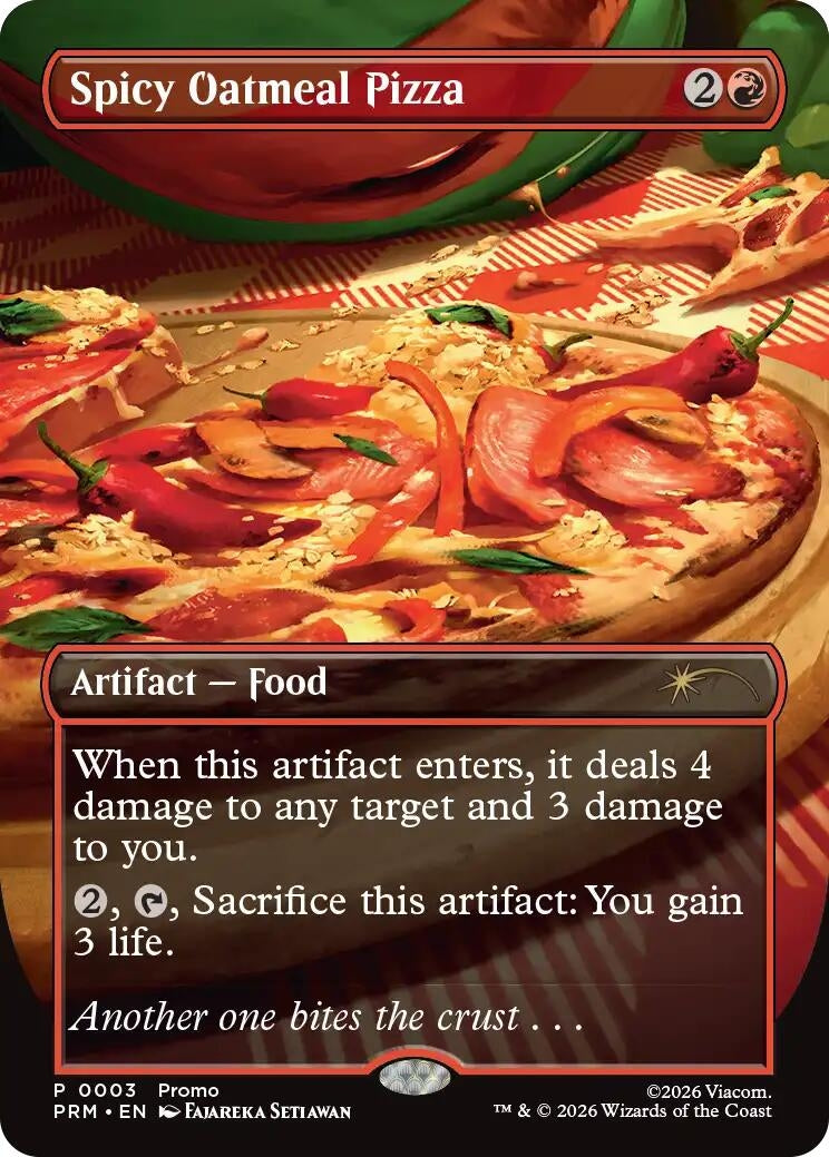 Image for Spicy Oatmeal Pizza (Borderless) (3) (Unique and Miscellaneous Promos) - Magic: The Gathering