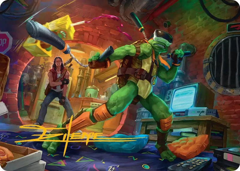 Image for Michelangelo, Game Master Art Card (Gold-Stamped Signature) (13) (Teenage Mutant Ninja Turtles) - Magic: The Gathering