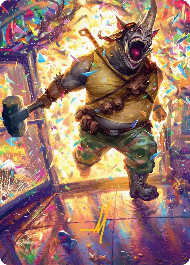 Image for Rocksteady, Rowdy Rhino Art Card (Gold-Stamped Signature) (54) (Teenage Mutant Ninja Turtles) - Magic: The Gathering