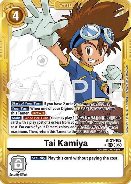 Image for Tai Kamiya - BT21-102 (Gold Border) (BT21-102 SEC) (Advanced Booster Digimon Generation) - Digimon Card Game
