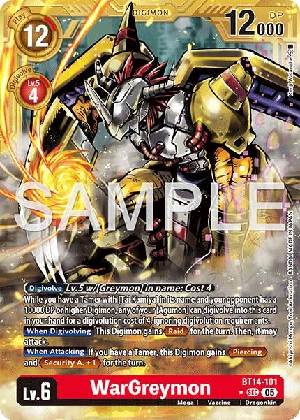 Image for WarGreymon - BT14-101 (Gold Border) (BT14-101 SEC) (Advanced Booster Digimon Generation) (AD-01) - Digimon Card Game