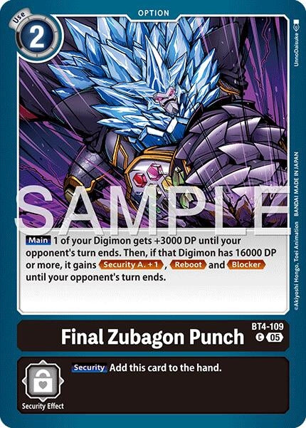 Image for Final Zubagon Punch (Reprint) (BT4-109 C) (Advanced Booster Digimon Generation) - Digimon Card Game