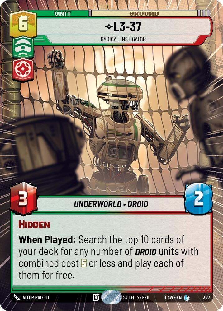 Image for L3-37 - Radical Instigator (Hyperspace) (327) (A Lawless Time) - Star Wars: Unlimited
