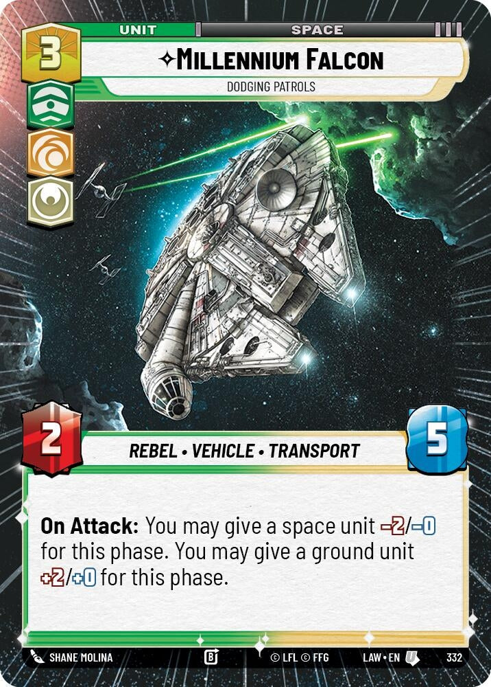 Image for Millennium Falcon - Dodgin Patrols (Hyperspace) (332) (A Lawless Time) - Star Wars: Unlimited