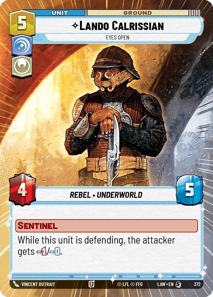 Image for Lando Calrissian - Eyes Open (Hyperspace) (372) (A Lawless Time) - Star Wars: Unlimited