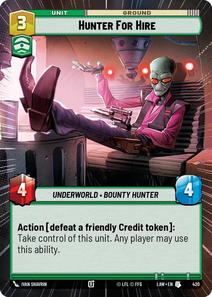 Image for Hunter for Hire (Hyperspace) (420) (A Lawless Time) - Star Wars: Unlimited