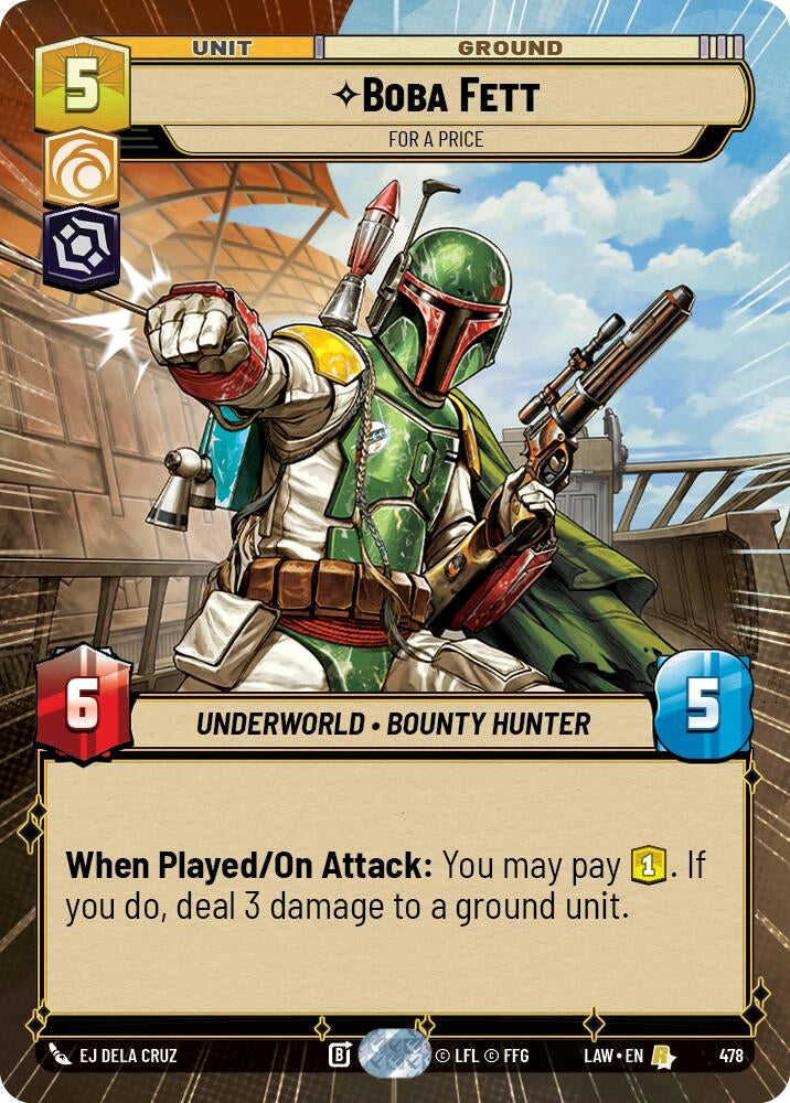 Image for Boba Fett - For a Price (Hyperspace) (478) (A Lawless Time) - Star Wars: Unlimited