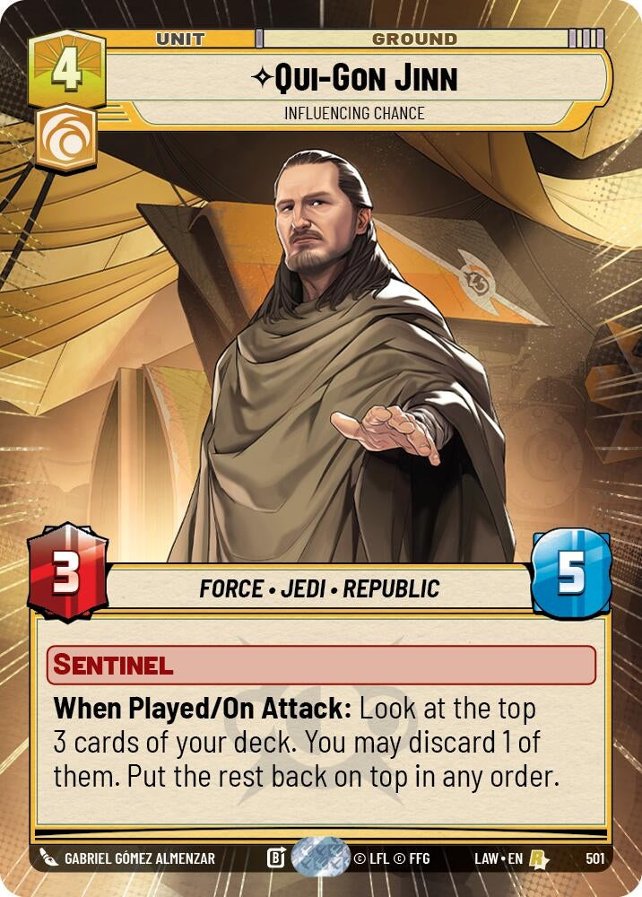 Image for Qui-Gon Jinn - Influencing Chance (Hyperspace) (501) (A Lawless Time) - Star Wars: Unlimited