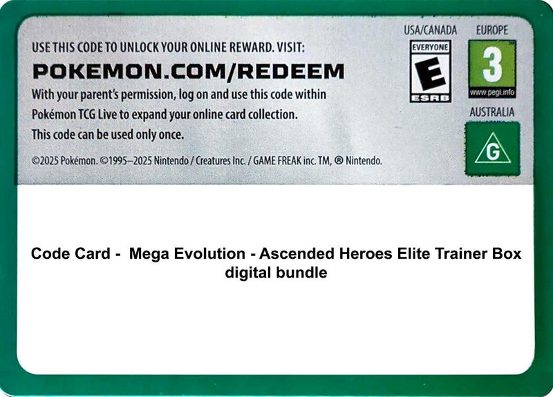 Image for Code Card - Ascended Heroes Elite Trainer Box digital bundle (ME: Ascended Heroes) - Pokemon