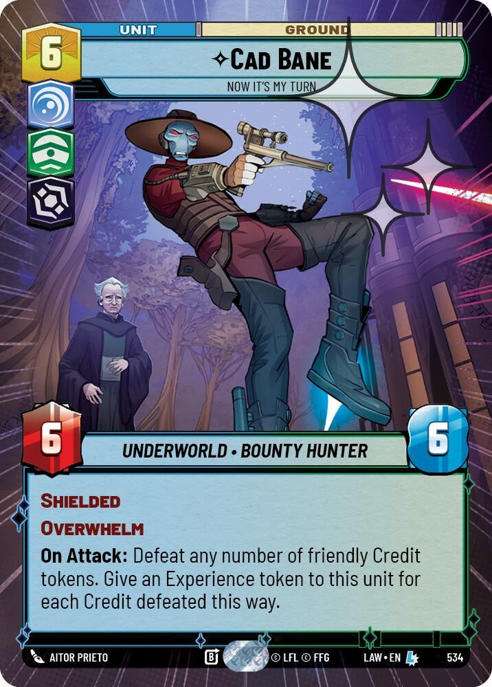 Image for Cade Bane - Now It's My Turn (Hyperspace Foil) (534) (A Lawless Time) - Star Wars: Unlimited