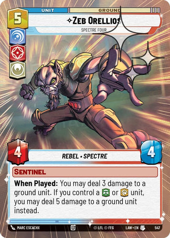 Image for Zeb Orellios - Spectre Four (Hyperspace Foil) (547) (A Lawless Time) - Star Wars: Unlimited