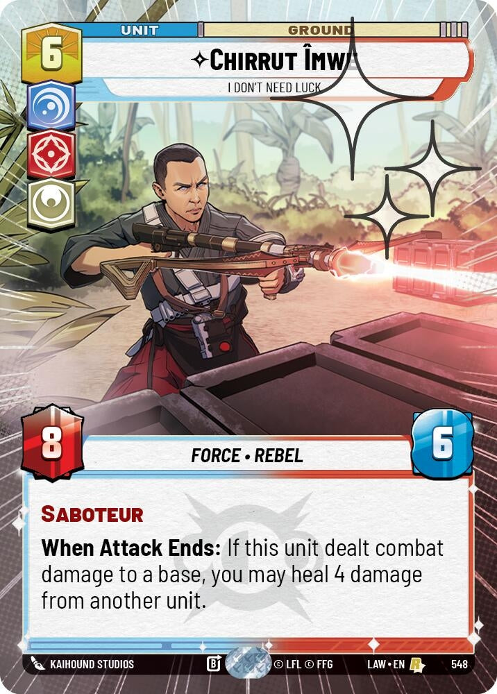 Image for Chirrut Imwe - I Don't Need Luck (Hyperspace Foil) (548) (A Lawless Time) - Star Wars: Unlimited