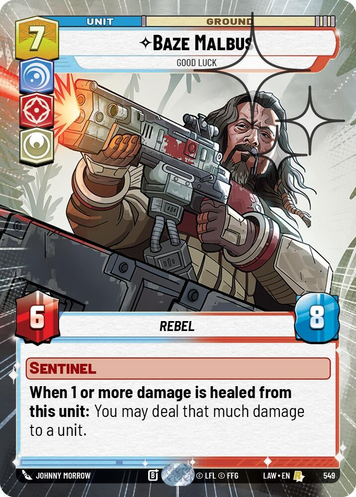 Image for Baze Malbus - Good Luck (Hyperspace Foil) (549) (A Lawless Time) - Star Wars: Unlimited
