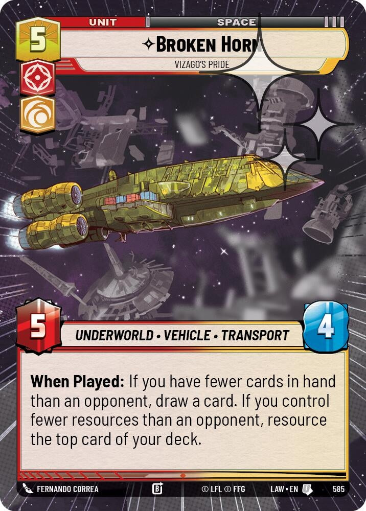 Image for Broken Horn - Vizago's Pride (Hyperspace Foil) (585) (A Lawless Time) - Star Wars: Unlimited