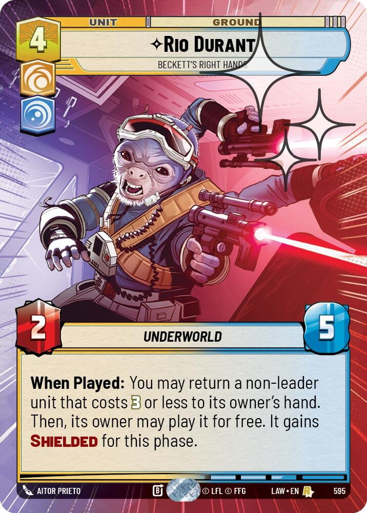 Image for Rio Durant - Beckett's Right Hands (Hyperspace Foil) (595) (A Lawless Time) - Star Wars: Unlimited