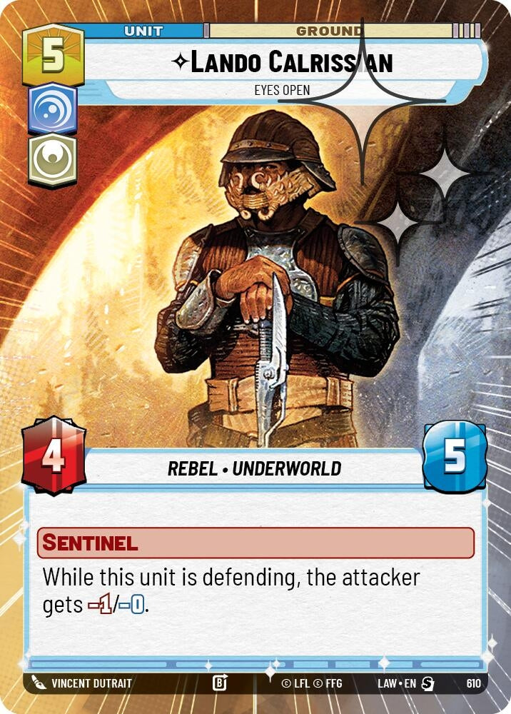 Image for Lando Calrissian - Eyes Open (Hyperspace Foil) (610) (A Lawless Time) - Star Wars: Unlimited