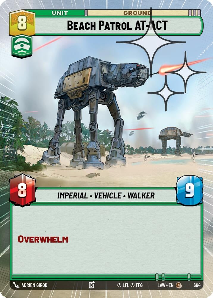 Image for Beach Patrol AT-ACT (Hyperspace Foil) (664) (A Lawless Time) - Star Wars: Unlimited