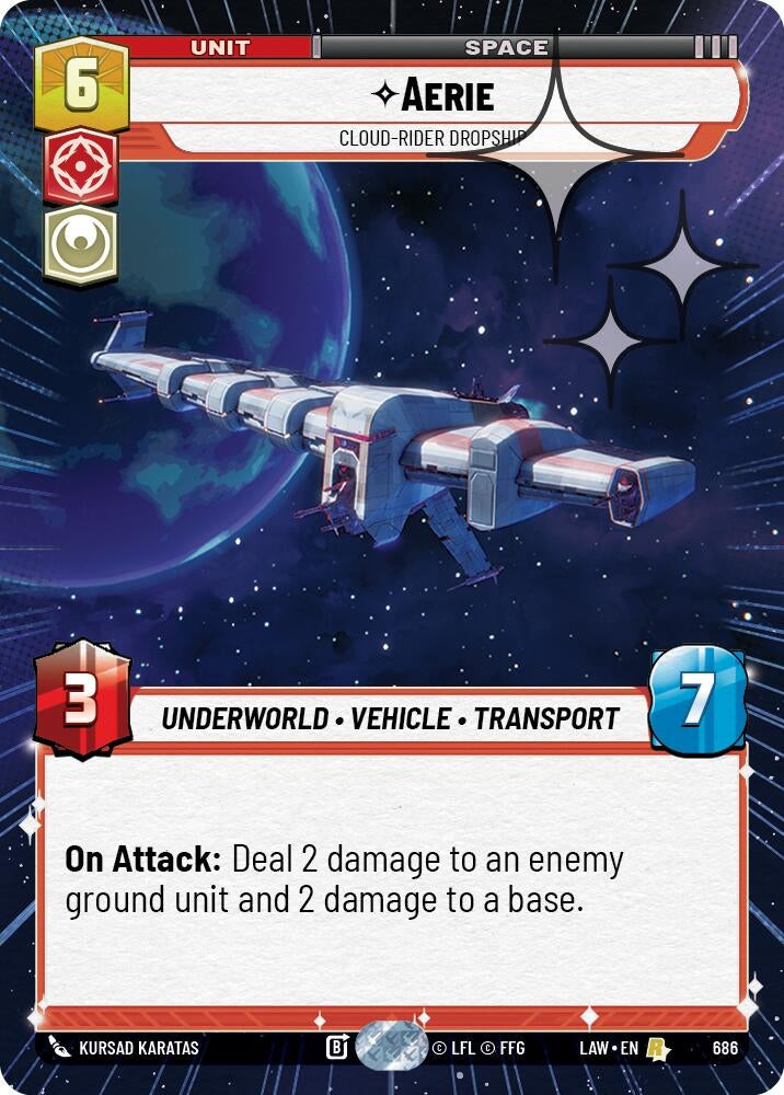 Image for Aerie - Cloud-Rider Dropship (Hyperspace Foil) (686) (A Lawless Time) - Star Wars: Unlimited