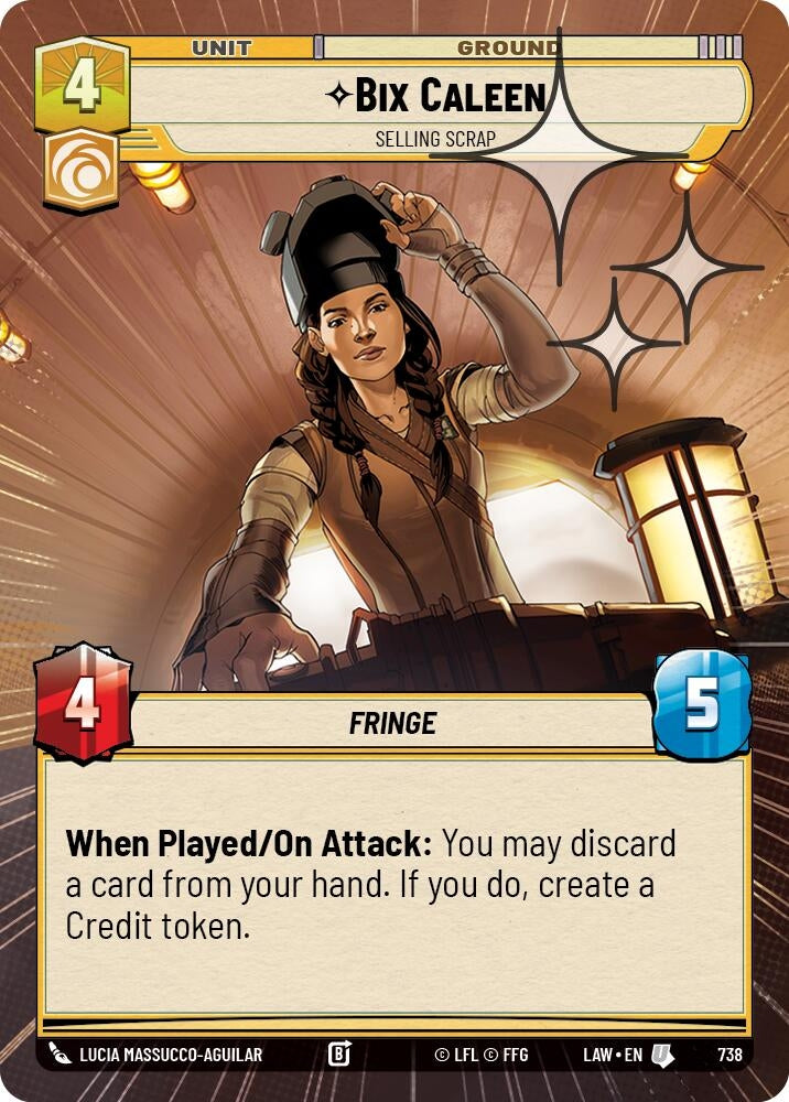 Image for Bix Caleen - Selling Scrap (Hyperspace Foil) (738) (A Lawless Time) - Star Wars: Unlimited