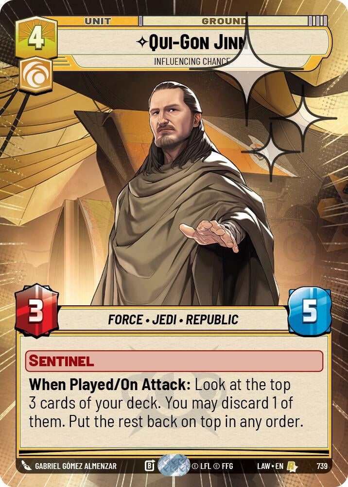 Image for Qui-Gon Jinn - Influencing Chance (Hyperspace Foil) (739) (A Lawless Time) - Star Wars: Unlimited