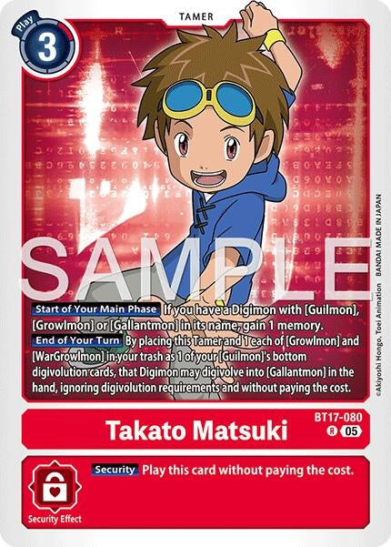 Image for Takato Matsuki - BT17-080 (Reprint) (BT17-080 R) (Advanced Booster Digimon Generation) (AD-01) - Digimon Card Game