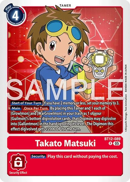 Image for Takato Matsuki - BT12-089 (Reprint) (BT12-089 R) (Advanced Booster Digimon Generation) - Digimon Card Game