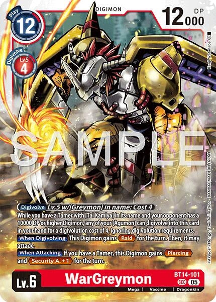 Image for WarGreymon - BT14-101 (Reprint) (BT14-101 SEC) (Advanced Booster Digimon Generation) (AD-01) - Digimon Card Game