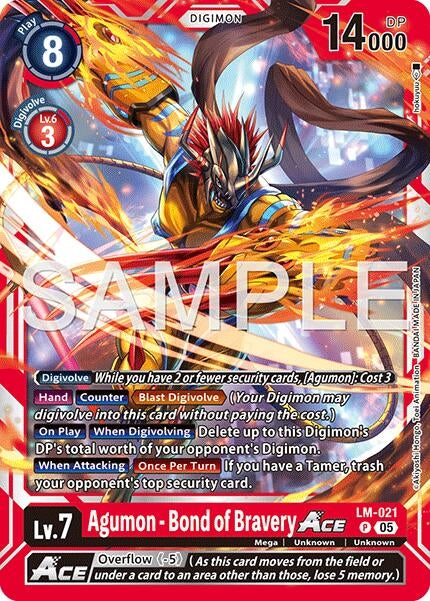 Image for Agumon - Bond of Bravery ACE (Reprint) (LM-021 P) (Advanced Booster Digimon Generation) (AD-01) - Digimon Card Game