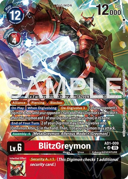 Image for BlitzGreymon (Alternate Art) (AD1-009 SR) (Advanced Booster Digimon Generation) (AD-01) - Digimon Card Game