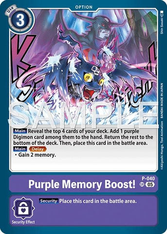 Image for Purple Memory Boost! (Reprint) (P-040 SR) (Advanced Booster Digimon Generation) (AD-01) - Digimon Card Game