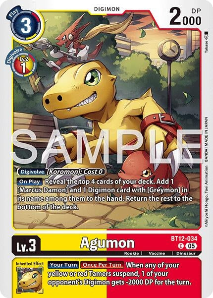 Image for Agumon - BT12-034 (Reprint) (BT12-034 C) (Advanced Booster Digimon Generation) (AD-01) - Digimon Card Game