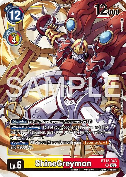 Image for ShineGreymon - BT12-043 (Reprint) (BT12-043 SR) (Advanced Booster Digimon Generation) (AD-01) - Digimon Card Game