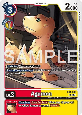 Image for Agumon - EX4-005 (Reprint) (EX4-005 U) (Advanced Booster Digimon Generation) (AD-01) - Digimon Card Game