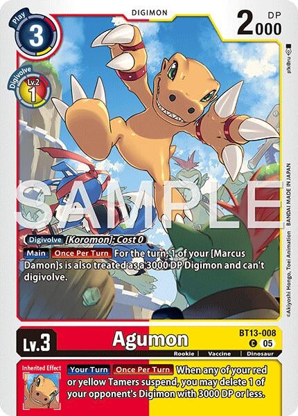 Image for Agumon - BT13-008 (Reprint) (BT13-008 C) (Advanced Booster Digimon Generation) (AD-01) - Digimon Card Game